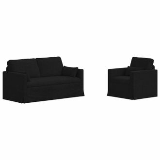 vidaXL Juego De Sof&aacute; 2 Uds. Negro Tela Vidaxl