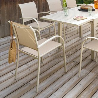Hesperide Sedia da giardino con braccioli Piazza beige