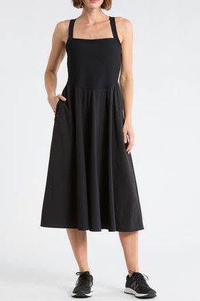 Zella Rib Hybrid Midi Dress in Black at Nordstrom Rack, Size X-Small