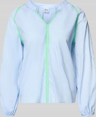 Emily van den Bergh Blusenshirt mit Tunikakragen in Hellblau, Gr&ouml;&szlig;e 36