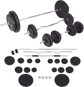 vidaXL Juego De Pesas 90 Kg Barra Y Mancuernas Vidaxl