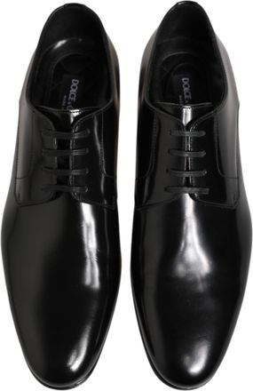 Dolce & Gabbana Black Calfskin Leather Derby Men Dress Shoes
