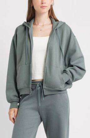 BP. Relaxed Cotton Blend Zip Hoodie in Green Balsam at Nordstrom Rack, Size Xx-Small