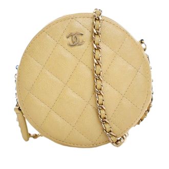 Chanel Pre-owned Womens Cc Quilted Caviar Round Clutch With Chain - Nude Leather - One Size