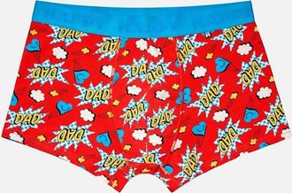 Happy Socks Mens Super Dad Boxer Trunk, Red - Size: 37/36/32