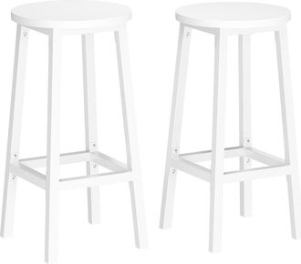 Vasagle 2 Taburetes de bar con reposapi&eacute;s de metal de color blanco