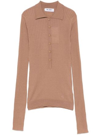 The Attico chunky-ribbed polo top - women - Silk - 38 - Brown