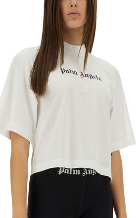 Palm Angels Logo-Embroidered T-Shirt - White