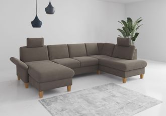 HOME AFFAIRE Wohnlandschaft »Rochelle, U-Form« optional mit Armteilverstellung, mit Bettfunktion & Bettkasten