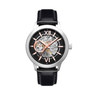 Earnshaw Raleigh Skeleton Mens Automatic Earthy Grey Watch ES-8140-03 - Black & Silver - One Size