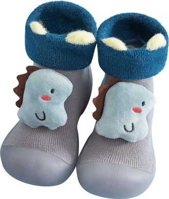 Generic Toddler Slippers Soft Sole Warm Knit Non Slip Indoor Slippers Cosy Home Footwear Kids Shoes Rubber Sole for Age 1 To 4 Years