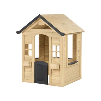 Beliani Casita De Jard&iacute;n Casa De Juegos Infantil Para Exterior De Madera Marr&oacute;n Claro Sutera