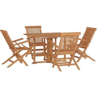 vidaXL Set De Comedor De Jard&iacute;n Plegable 5 Pzas Madera Maciza De Teca Vidaxl