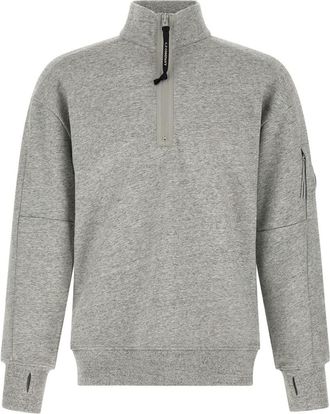 C.P. Company Grey Textured Mock Collar Sweatshirt