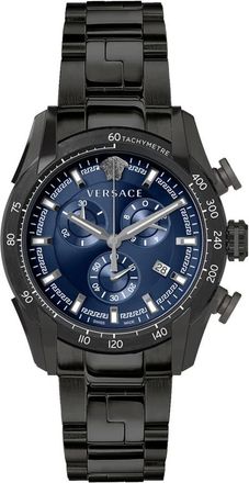 Versace Accessoires, Heren, Zwart, ONE Size, Chronograaf Stalen Armbandhorloge