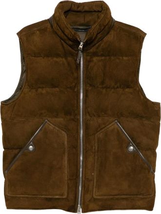 Tom Ford Leren gilet - Bruin
