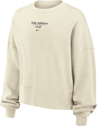 Nike Womens Phoenix Fleece Golf Crew-Neck Sweatshirt in White | W33302GO25-SAI