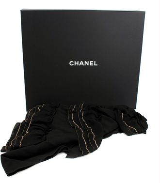 Chanel Black & Gold Tiered Chain Trimmed Scarf Top