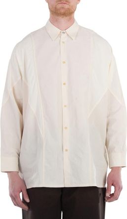 OAMC Mens Natural White Arrow Panelled Shirt, Size X-Small