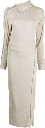Isabel Marant Gemmy asymmetric maxi dress - women - Viscose/Wool - 38 - Neutrals