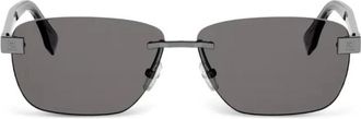 Fendi SKY Vierkante Zonnebril - Heren - Zonnebrillen - Grijs - 61 MM - Accessoires