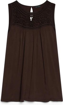Fiorella Rubino Kantentop - Dames - Tops zonder mouwen - Bruin - S - Polyester - Tops