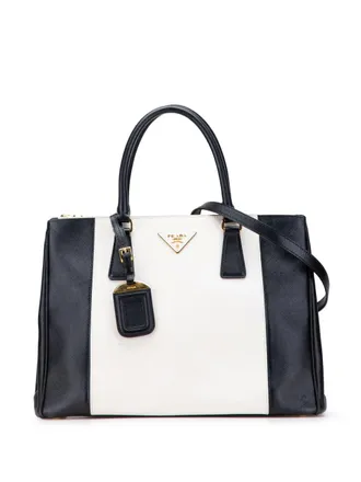Prada 2000-2025 Medium Bicolor Saffiano Lux Galleria Double Zip satchel - women - Leather - One Size - Black