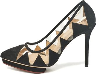 Charlotte Olympia Pumps in pelle scamosciata con plateau - Nero