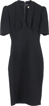 Burberry Burberry midi-jurk met V-hals en korte mouwen in zwart polyester