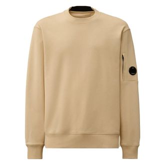 C.P. Company Sweatshirts, male, Beige, Size: XL Diagonal Raised Fleece Crewneck Sweatshirt
