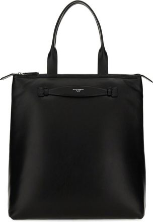 Dolce & Gabbana Black Logo Top Zip Large Tote