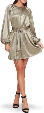 Flying Tomato Long Sleeve Foil Minidress in Taupe at Nordstrom Rack, Size Medium