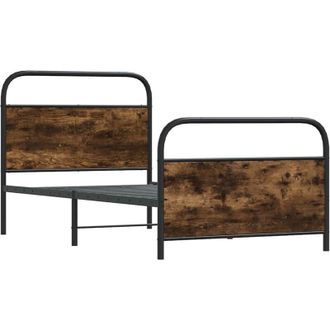 vidaXL Bed Frame Without Mattress 107x203 cm Smoked Oak Engineered Wood Vidaxl