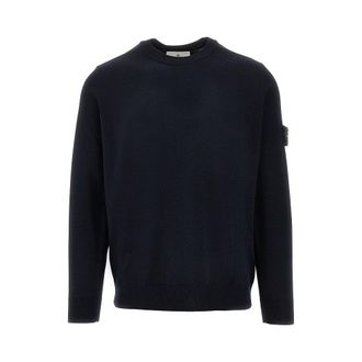 Stone Island Wool crewneck sweater with logo badge Man S