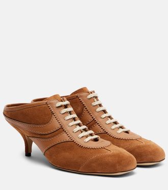 Dries Van Noten 65 leather-trimmed suede mules