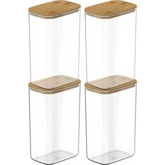 Ou Clear Stackable Airtight Food Storage Container Set with Wood Lid 8 Piece at Nordstrom