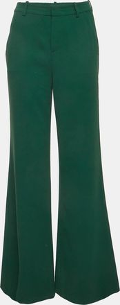 Alice & Olivia Alice + Olivia Green Crepe Wide Leg Trousers