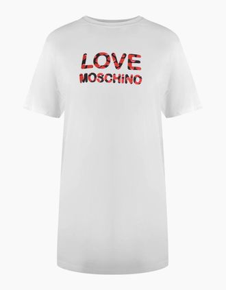 Love Moschino Womens Love Moschino Bubble Logo White T-Shirt - Size: 18/16