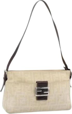 Fendi Pre-owned Zucca Canvas Shoulder Bag - Dames - Vintage Schoudertas - Beige - ONE Size - Leer - Vintage