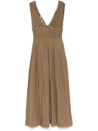 Maje pliss&eacute; midi dress - Brown