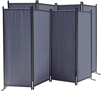 Quick-Star 2 St&uuml;ck Paravent 4 Teilig 165 X 220 Cm Stoff Raumteiler Trennwand Balkon Sichtschutz Stellwand Faltbar Grau