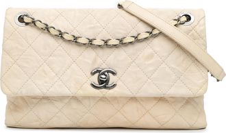 Chanel Pre-owned Womens Quilted Leather Chain Bag - Ivory - One Size