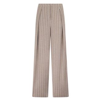 Emporio Armani Wide Trousers, female, Beige, Size: M Jacquard knit pants