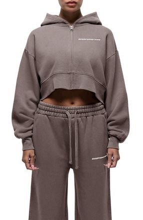 Good For Nothing Vintage Taupe Crop Zip Hoodie in Brown at Nordstrom, Size X-Small Uk