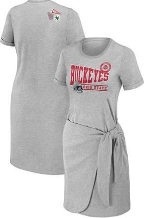 WEAR by Erin Andrews Womens WEAR by Erin Andrews Heather Gray Ohio State Buckeyes Knotted T-Shirt Dress at Nordstrom, Size Xx-Large