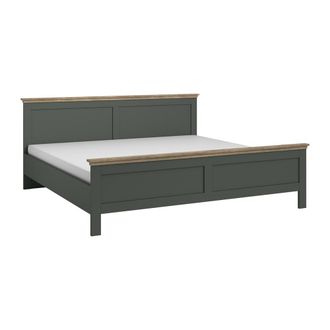 Petits Meubles Cama 180x200 con somier incluido paneles laminados verde y madera
