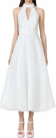 Costarellos Lavinia Embroidered Organza Halter Neck Midi Dress In Off White