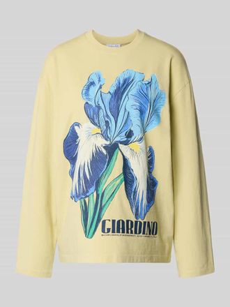 Topshop Longsleeve mit Motiv-Print und Rundhalsausschnitt in Hellgruen Melange, Gr&ouml;&szlig;e XS