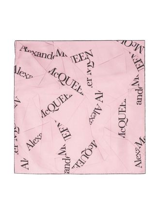 Alexander McQueen Zijden sjaal met logo-jacquard - Roze