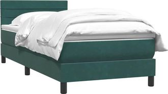 vidaXL Cama Box Spring Con Colch&oacute;n Terciopelo Verde Oscuro 90x210 Cm Vidaxl